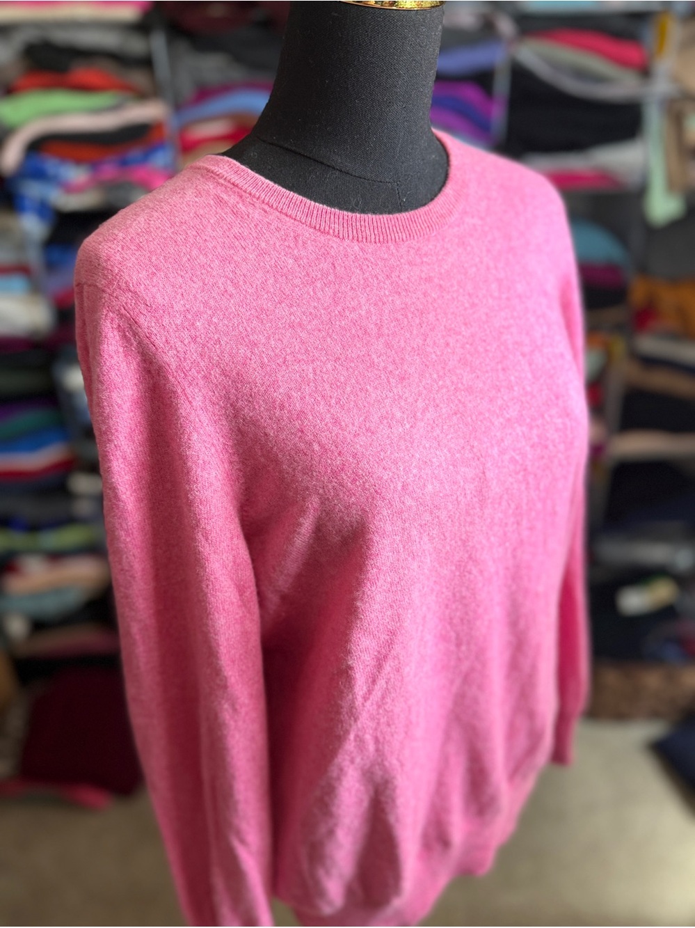 Cotton Candy Pink Crewneck Women’s Cashmere Sweater